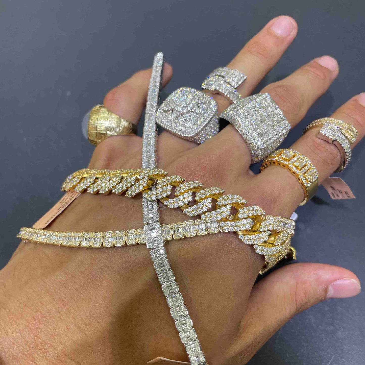 14k Iced Out Cuban Link Bracelet