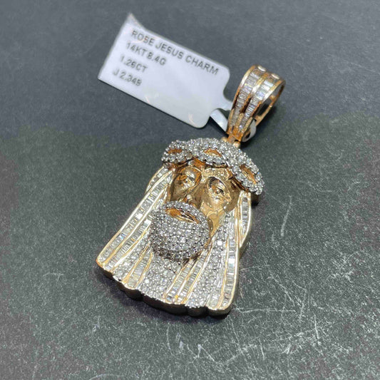 Rose Gold Jesus Charm Iced Out Cross