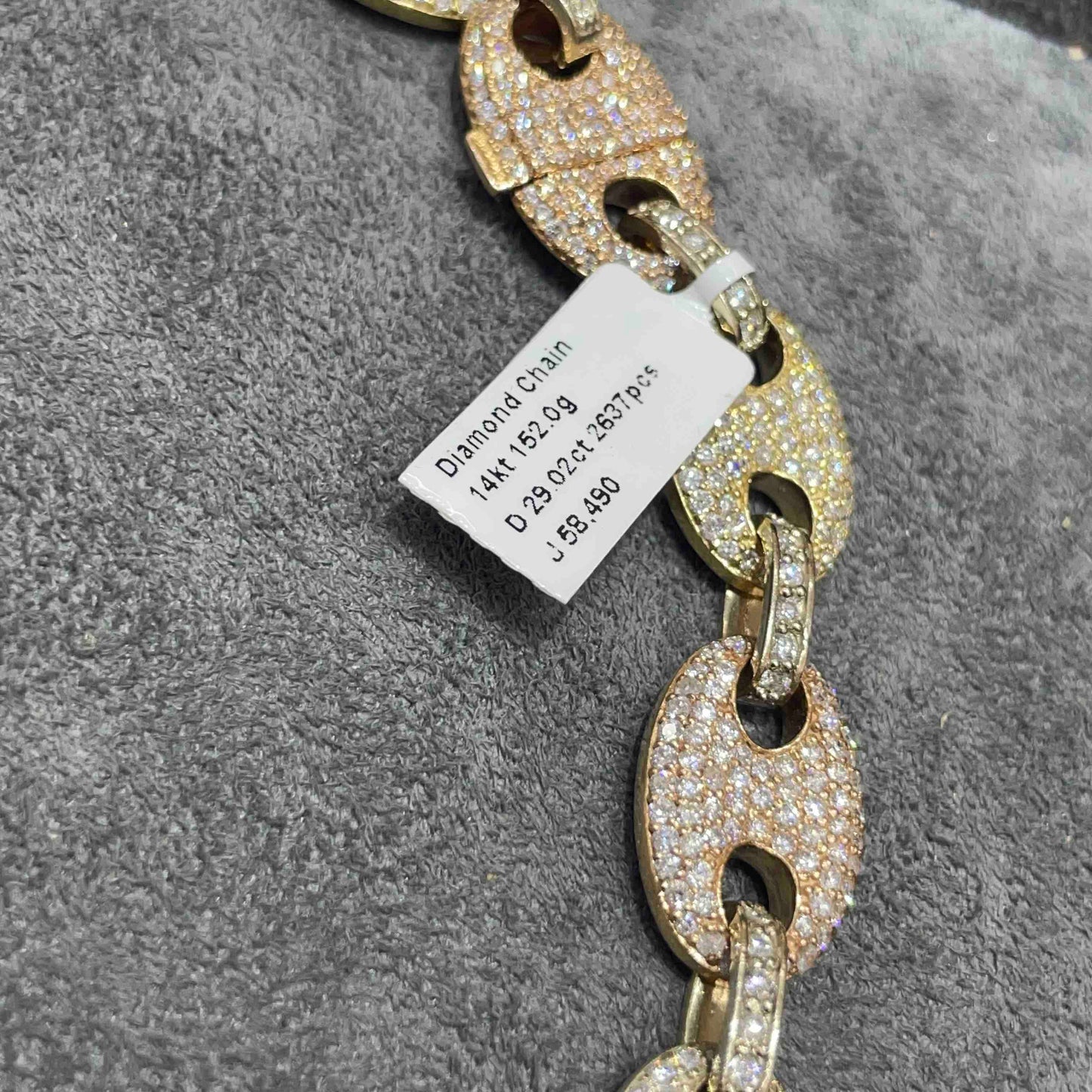 14k Tri-Color Gucci Link Chain Iced Bust Down | 29 cts | 153 G
