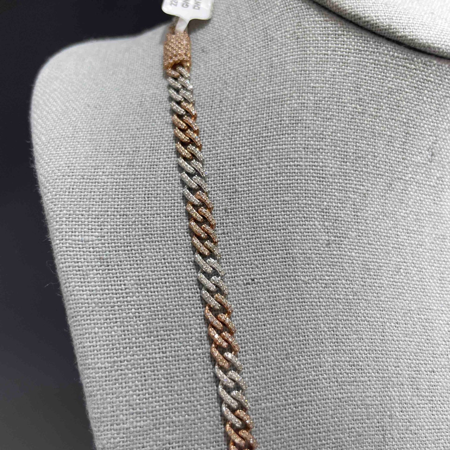 10k Rose Two Tone 5MM Miami Cuban Link Chain Iced Out