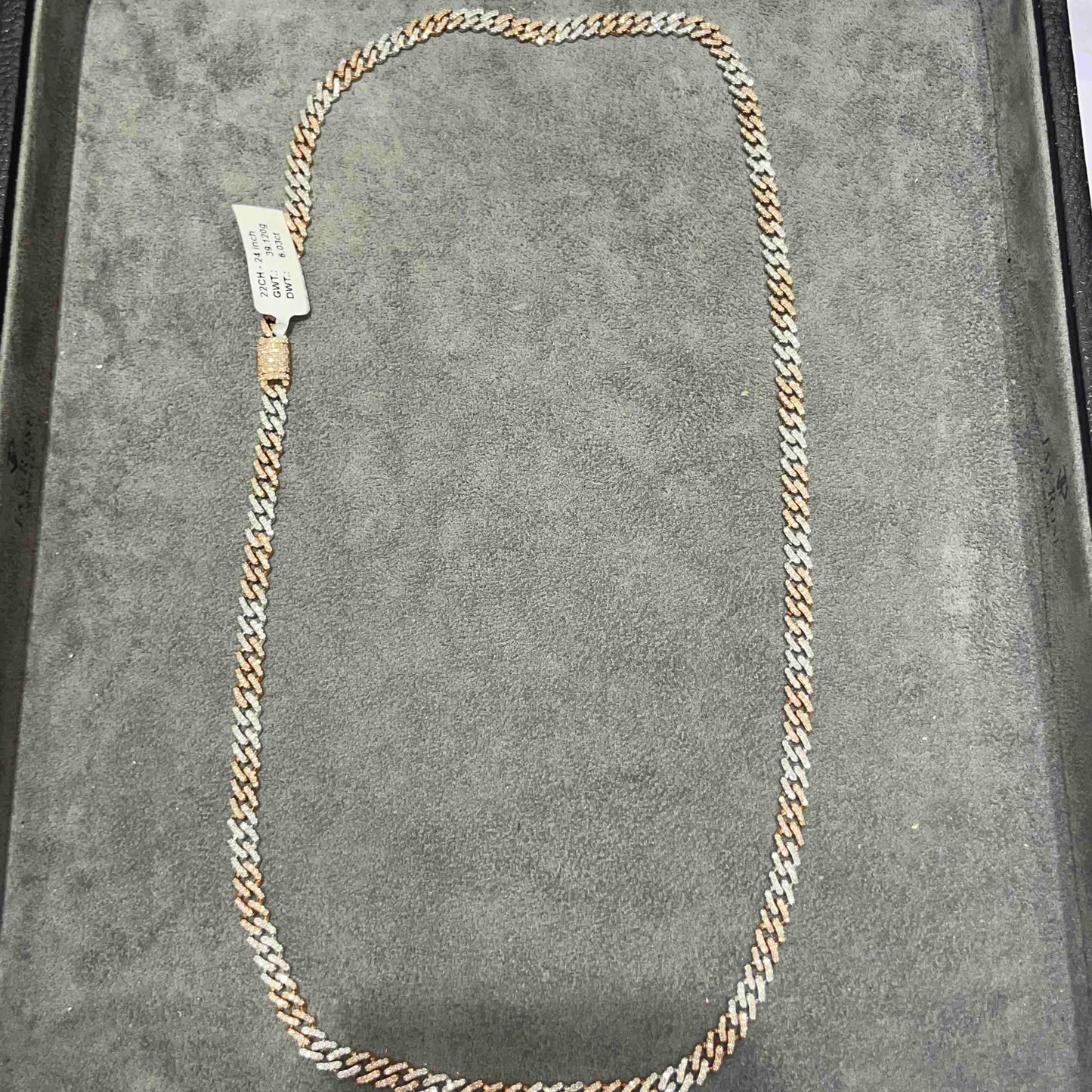 10k Rose Two Tone 5MM Miami Cuban Link Chain Iced Out