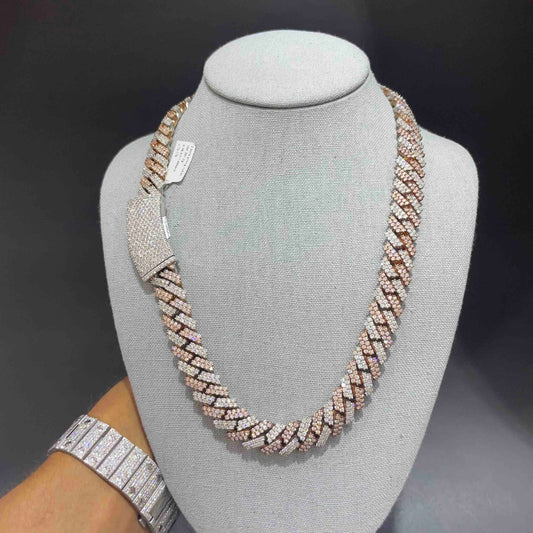 10k Two Tone Rose Bust Down Prong Cuban Chain | 301 Grams | 37 Cts