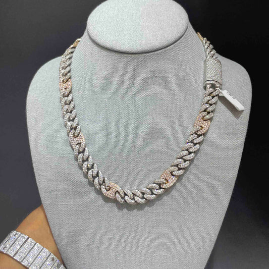 14k Bust Down Mariner Cuban Chain Rose 163 Grams | 19 ct | Two Tone