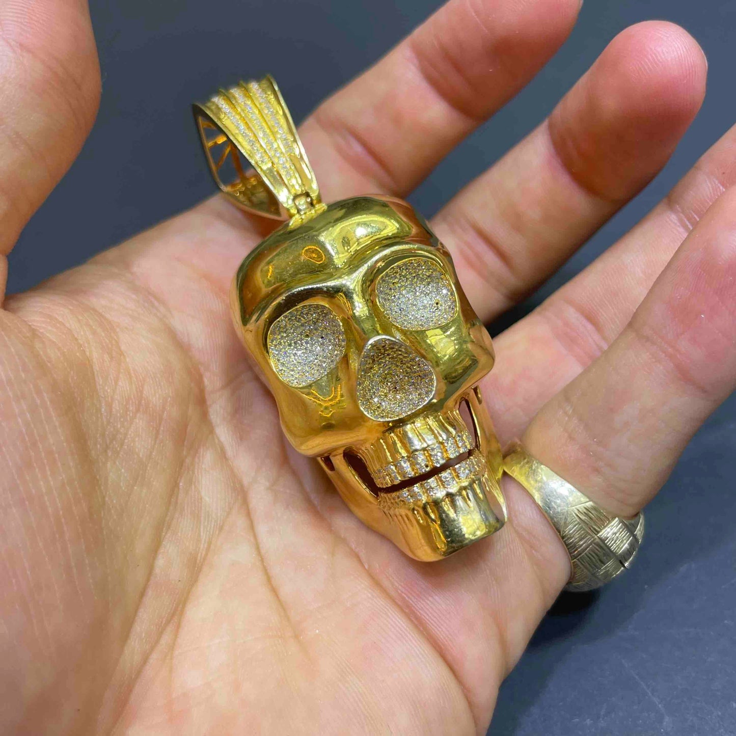 Gold Skull Pendant Iced Out