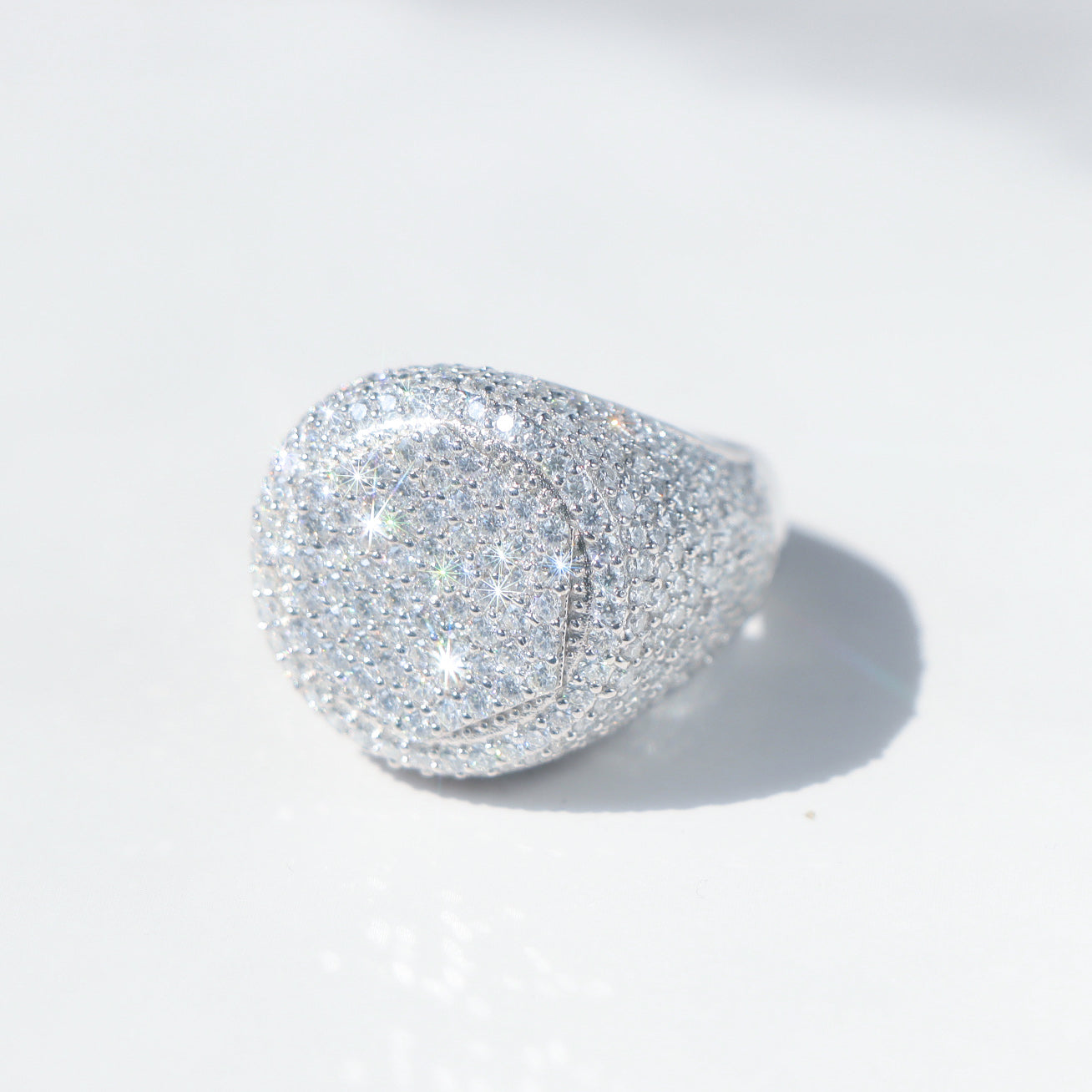 VVS Moissanite Layered Signet Ring in Sterling Silver
