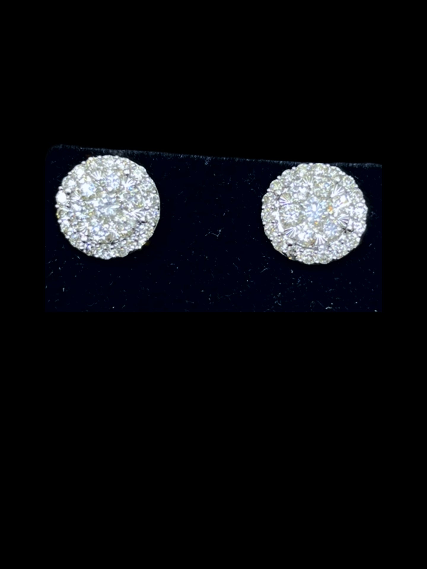 SUPER ICED EARRING STUDS 14k 1.06 carats natural diamond 9mm