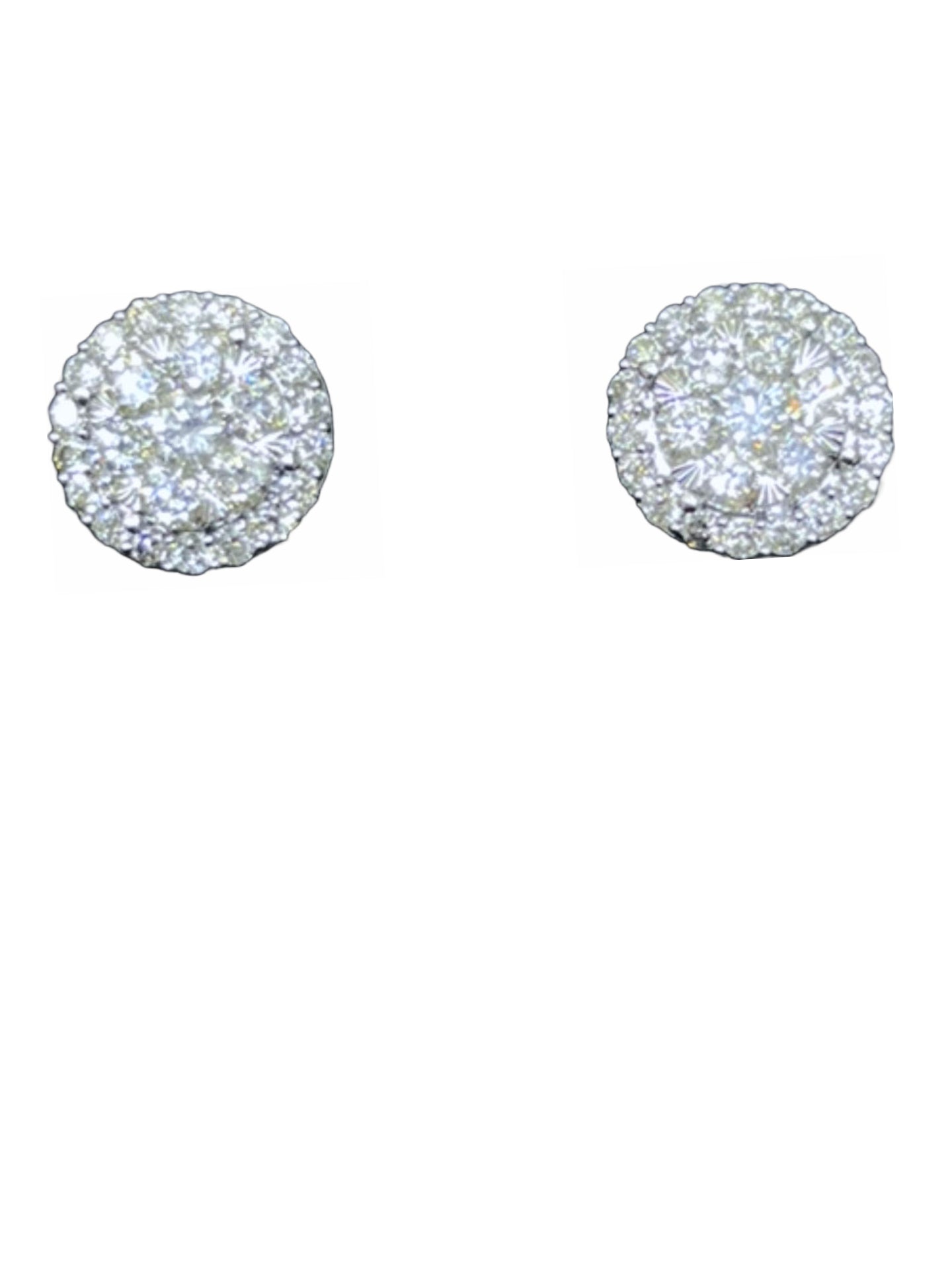 SUPER ICED EARRING STUDS 14k 1.06 carats natural diamond 9mm