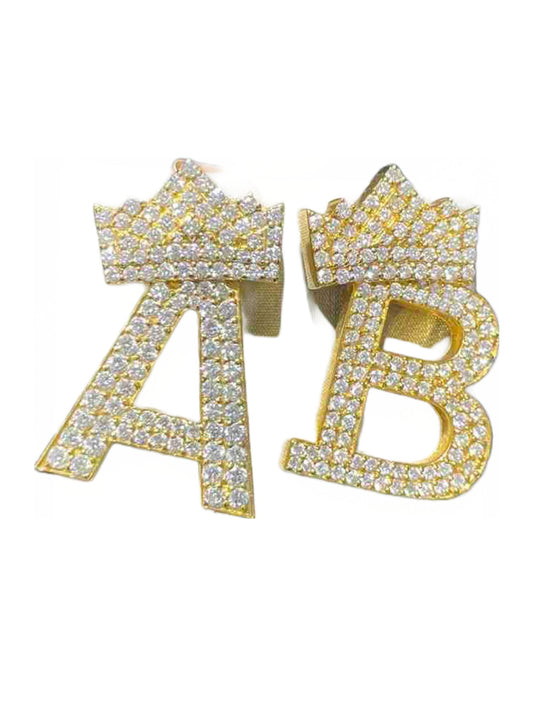 14k "Iced Out Pendant" VS1 Diamond Bust Down Initial Charm