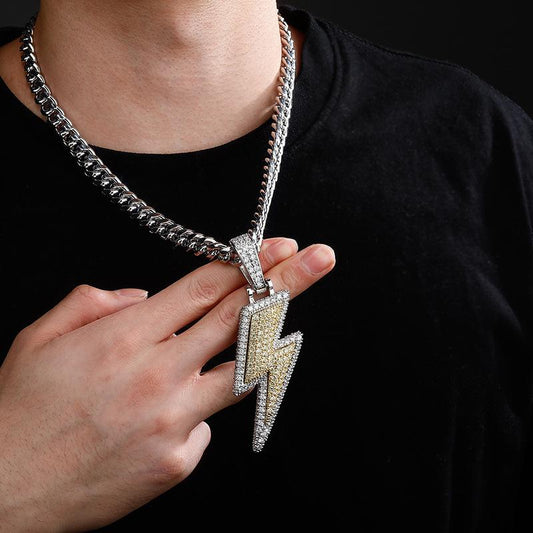 Iced Lightening Bolt Pendant