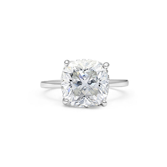 Hidden Halo Cushion Cut Moissanite Ring