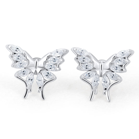 Marquise Cut Butterfly Diamond Stud Earrings