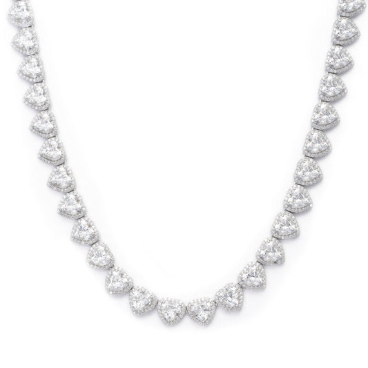 Women's Heart Cut Cluster Tennis Necklace White Gold