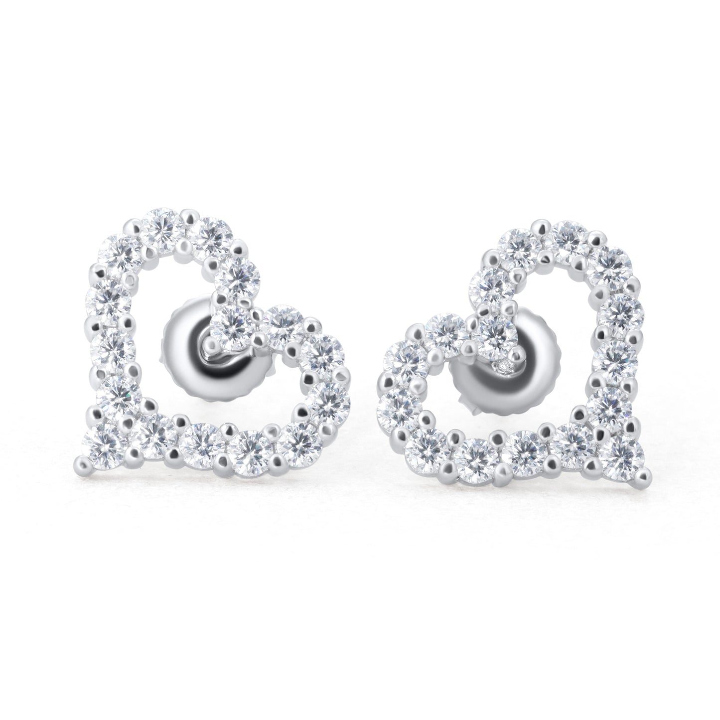 Diamond Heart Stud Earrings
