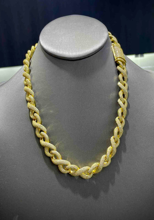 VVS1 "ICED Bust Down" 14k Infinity Link Migos YELLOW Chain | 48 ct t.w. 💎