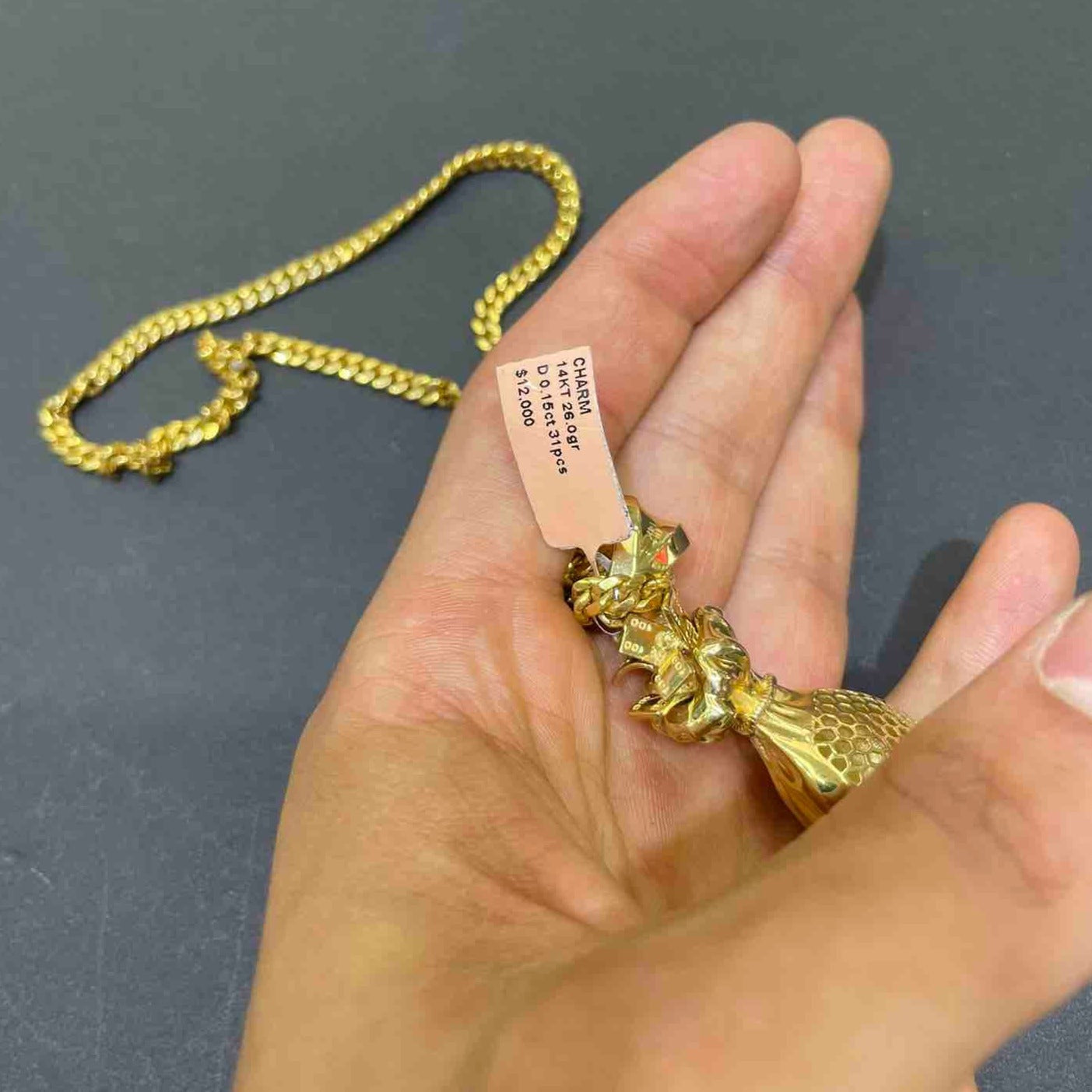 New 14k Vs-1 Money Bags Custom Diamond Pendant