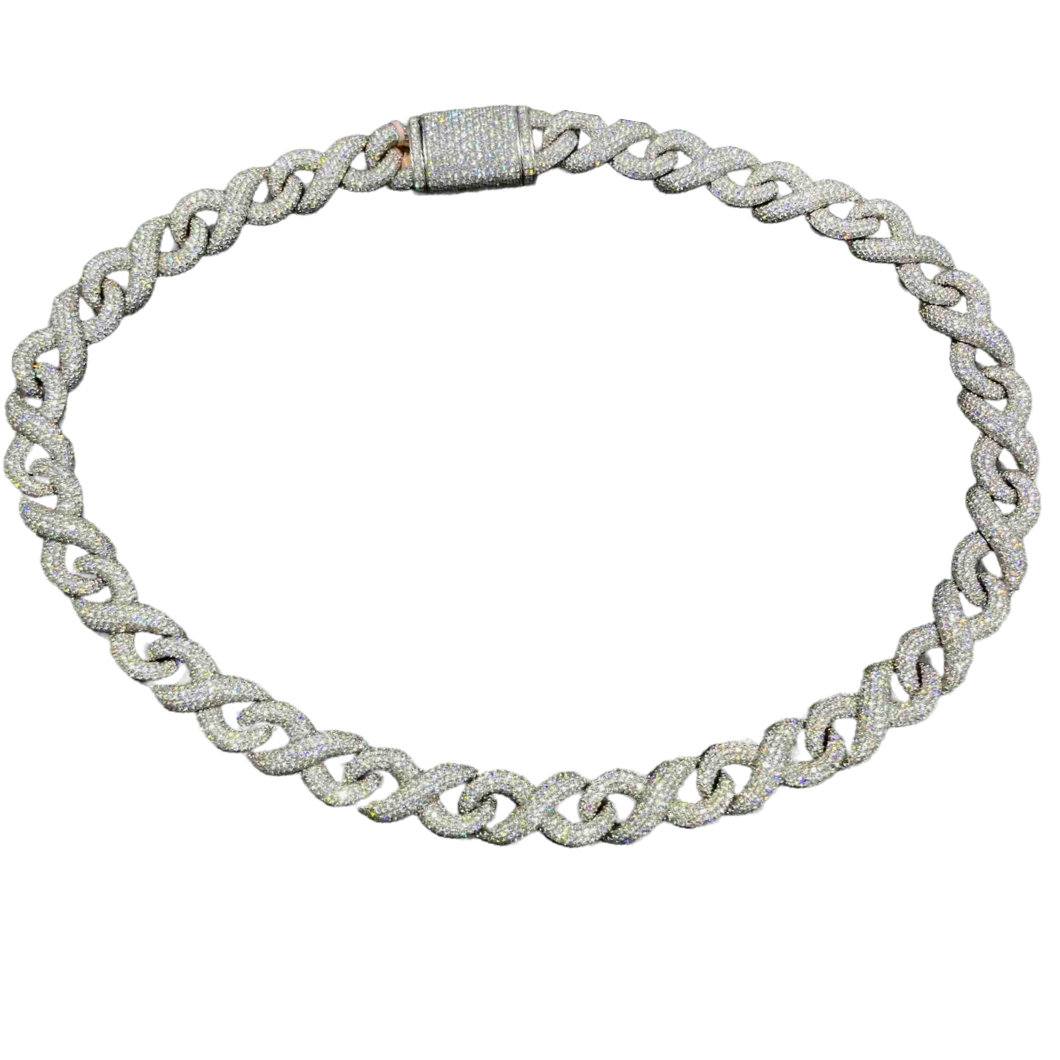 VVS1 "ICED Bust Down" 14k Infinity Link Migos WHITE Chain | 48 ct t.w. 💎