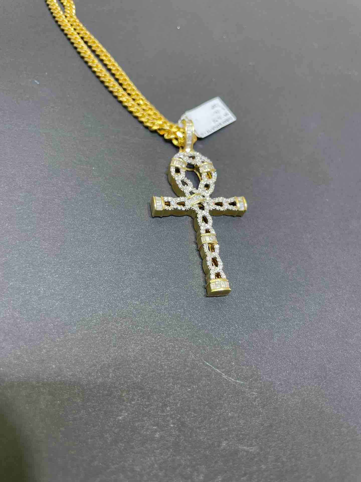 New 14k Egyptian Cross Pendant Vs1 Natural Diamonds 💎 1.3 cts.t.w.