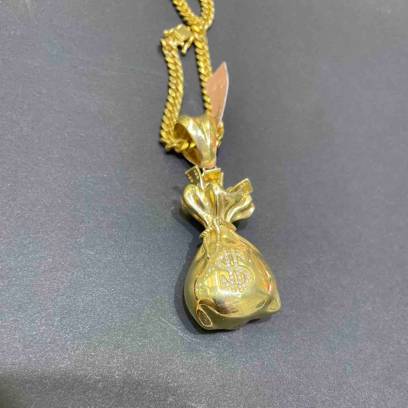 New 14k Vs-1 Money Bags Custom Diamond Pendant