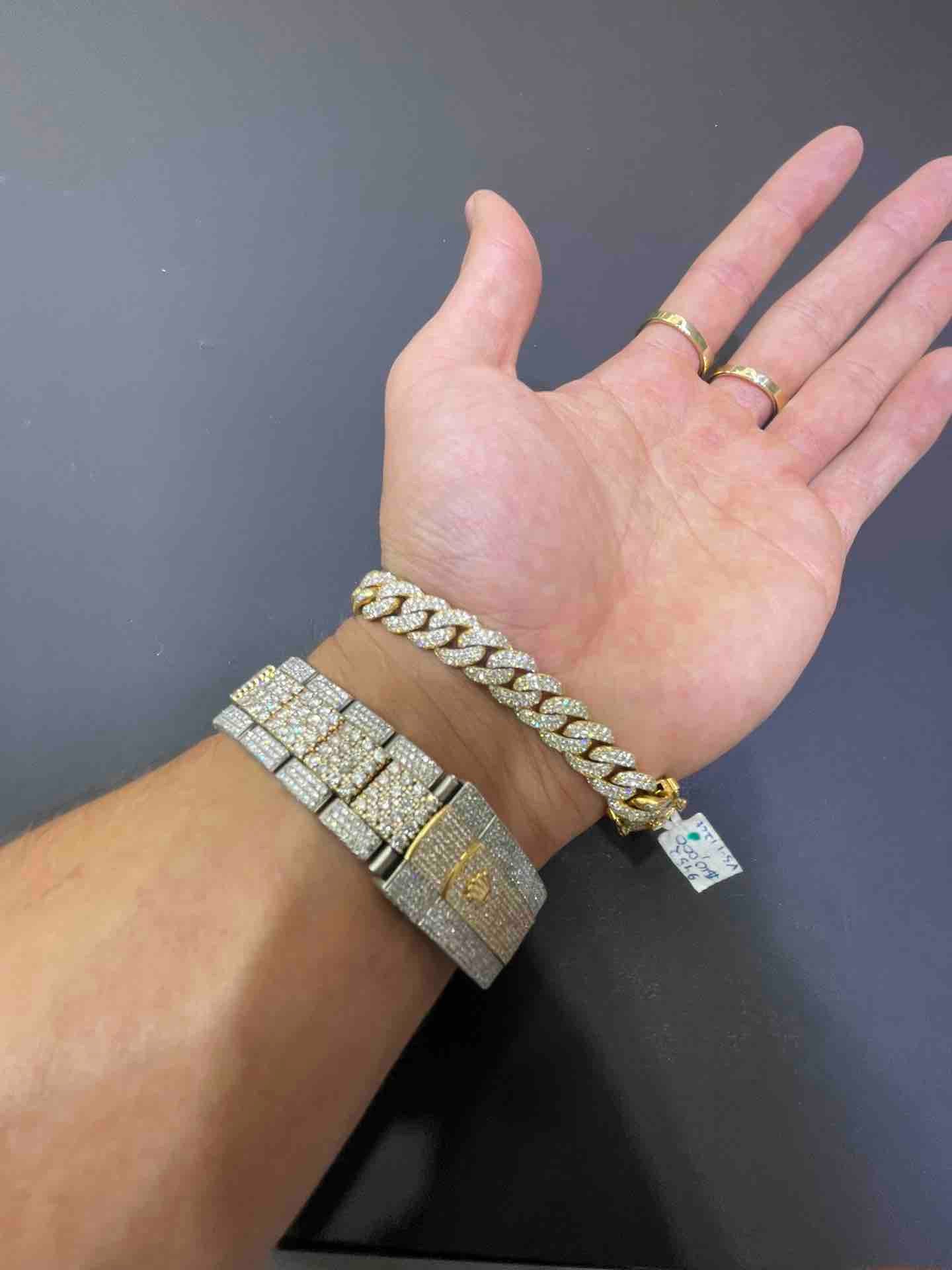 Iced Out Cuban Bracelet 10k Two Tone | VS1 50 G