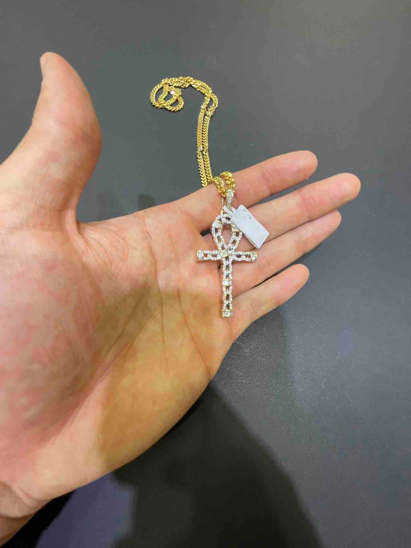 New 14k Egyptian Cross Pendant Vs1 Natural Diamonds 💎 1.3 cts.t.w.