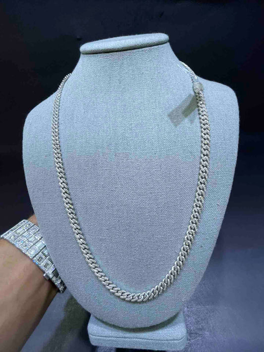 10k White Gold Iced Cuban Link Chain | 6 ct