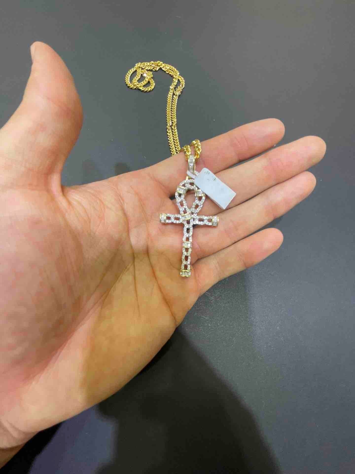 New 14k Egyptian Cross Pendant Vs1 Natural Diamonds 💎 1.3 cts.t.w.