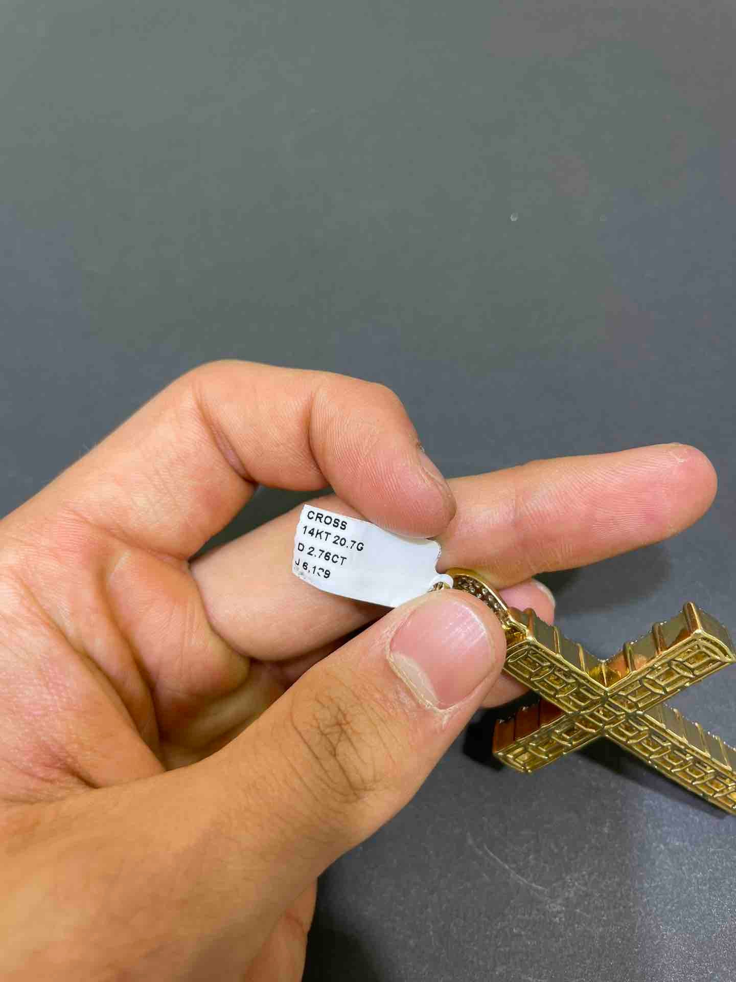 New 14k Large Vs1 Natural Diamonds 💎 Baguette Cross Pendant