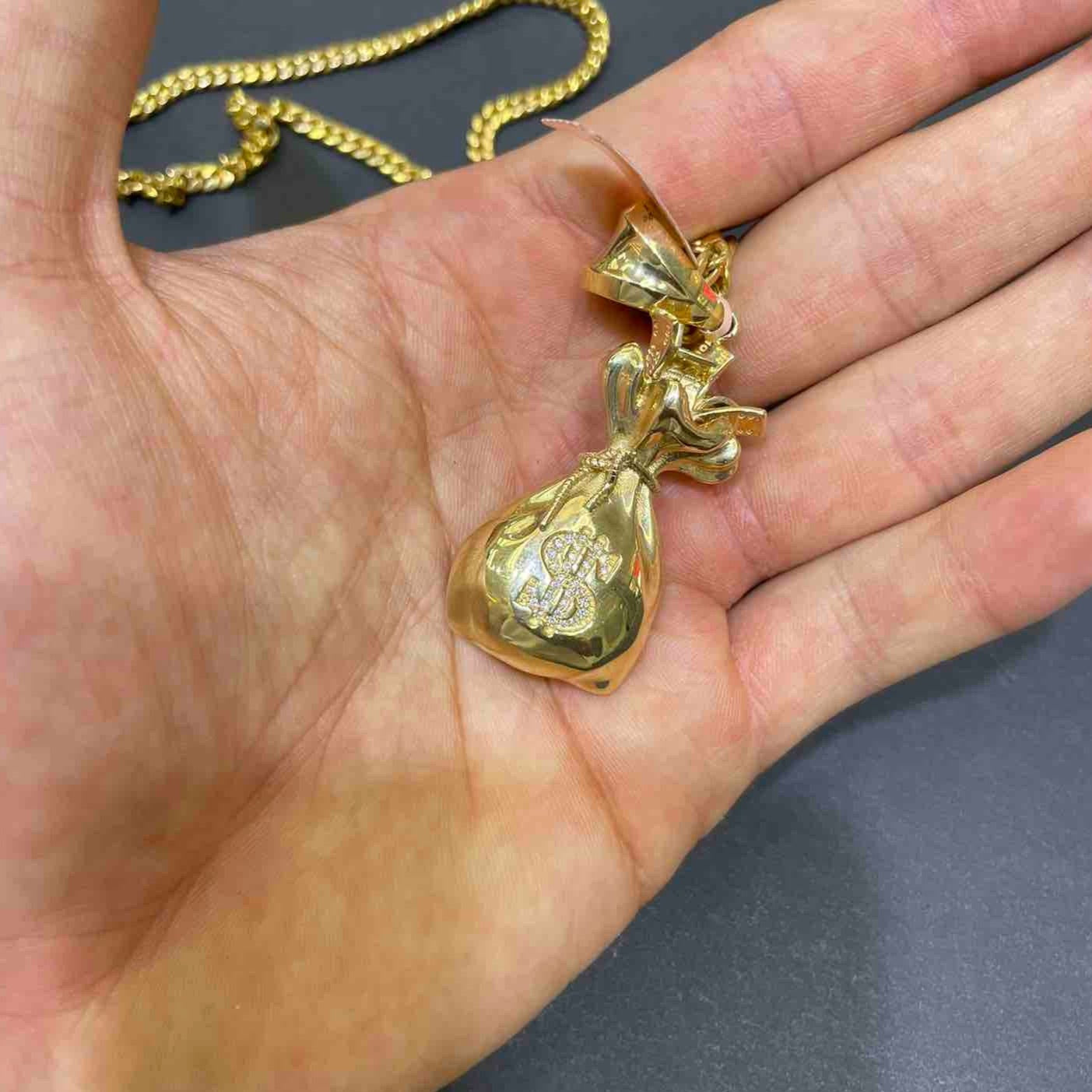New 14k Vs-1 Money Bags Custom Diamond Pendant
