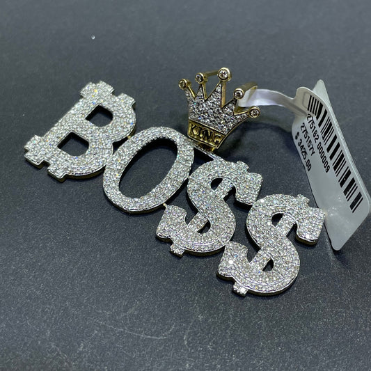 Iced Out Boss Pendant 14k Charm VS1 Natural Diamonds 2 cts