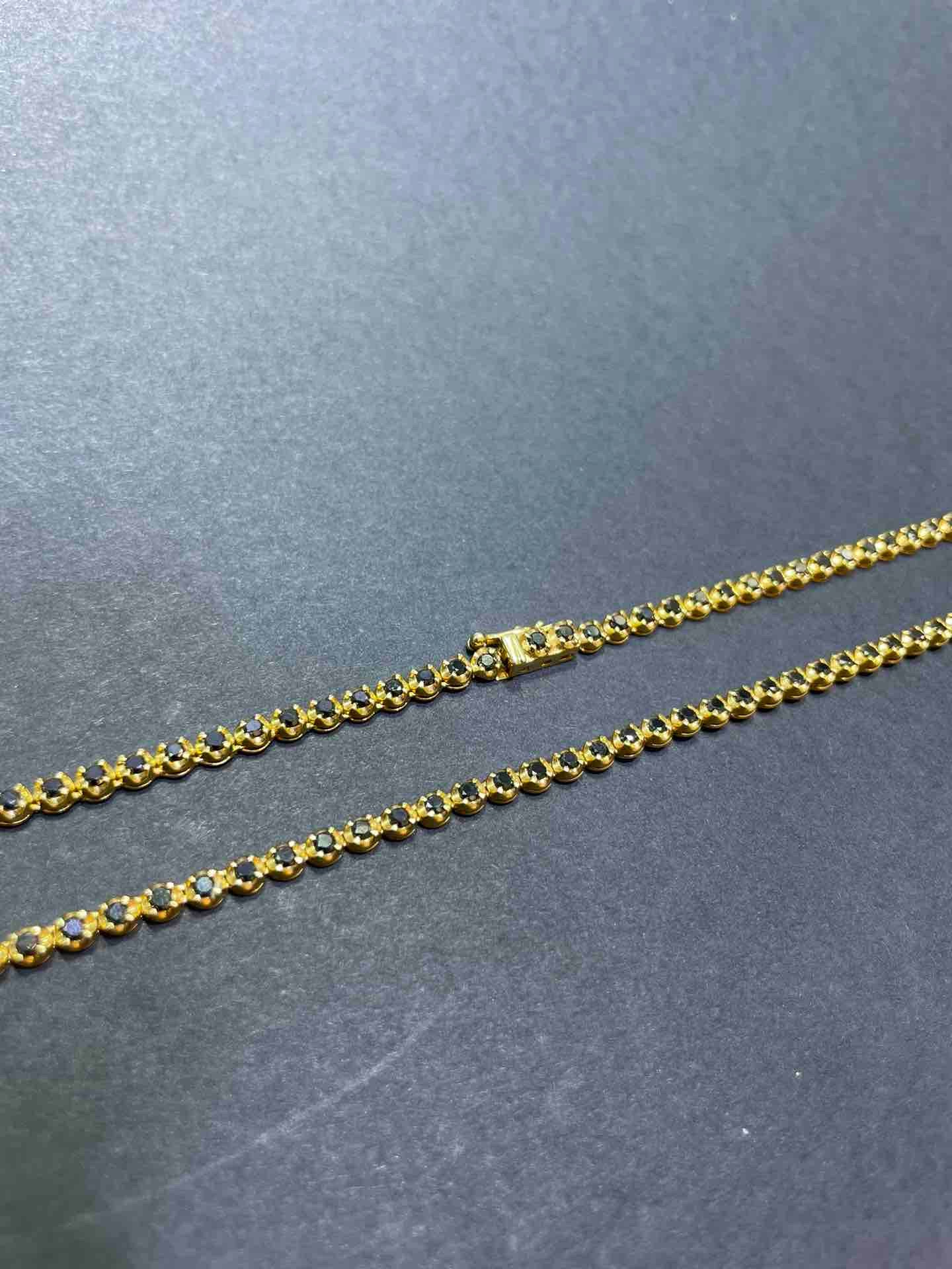 14k Black Diamond Tennis Chain | 6 cts VS1 | Yellow Gold