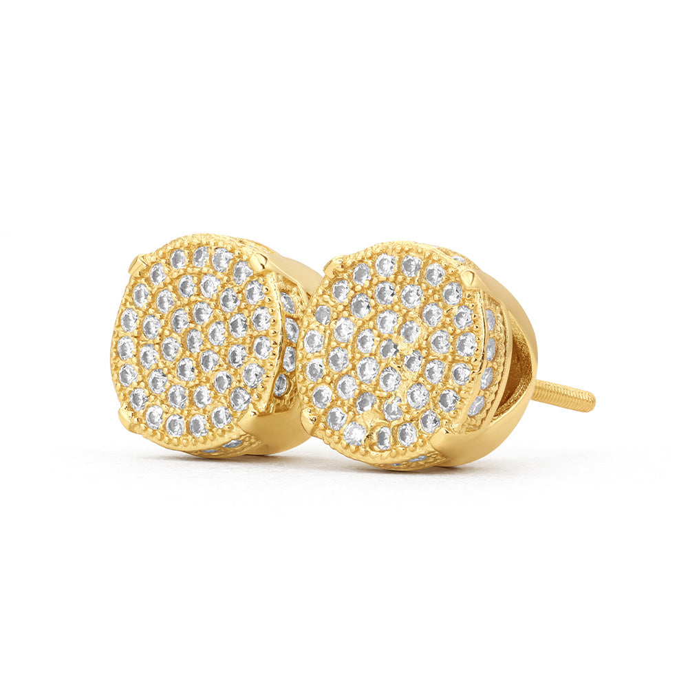 Round Micro Pave Moissanite Stud Earrings
