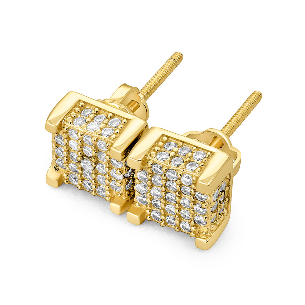Square Micro Pave Moissanite Stud Earrings