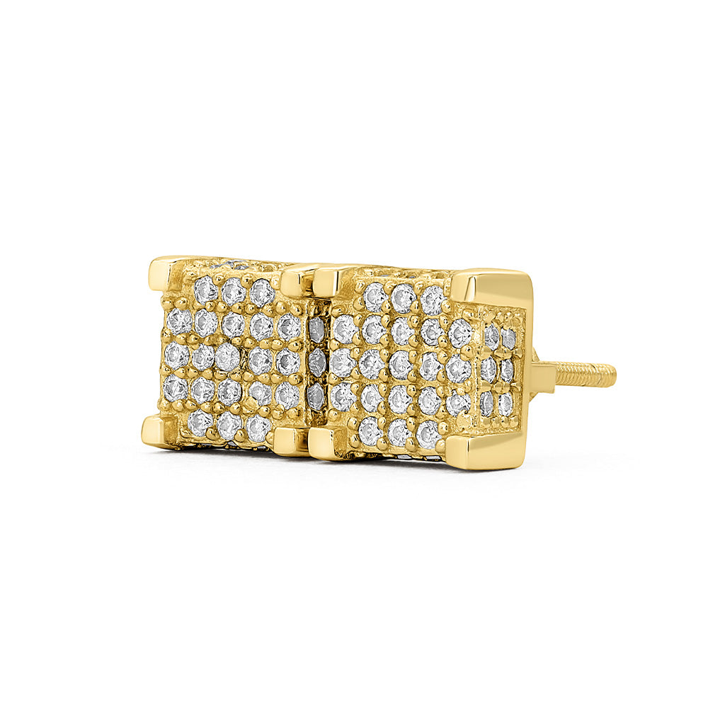 Square Micro Pave Moissanite Stud Earrings