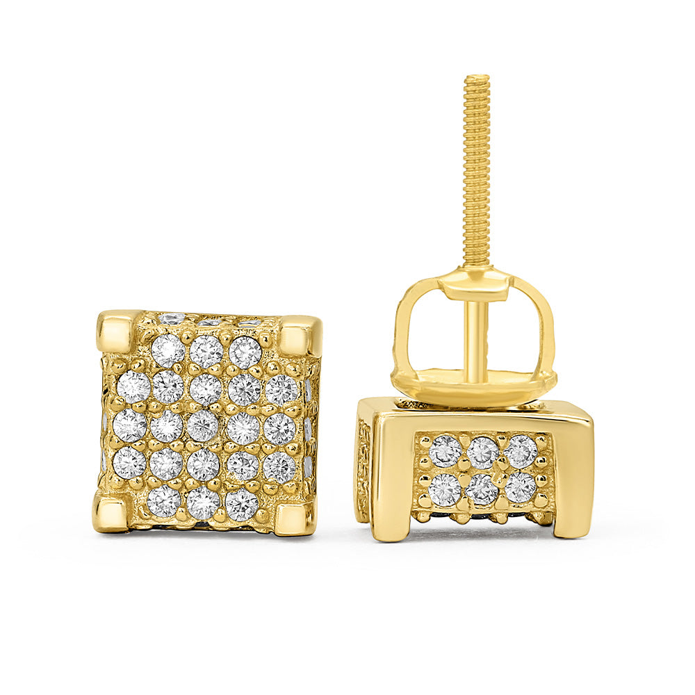 Square Micro Pave Moissanite Stud Earrings