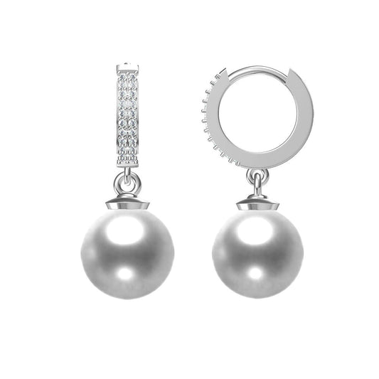 Diamond Pearl Hoop Earrings