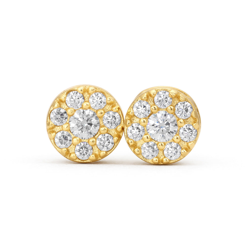 Round Micro Pave Moissanite Stud Earrings