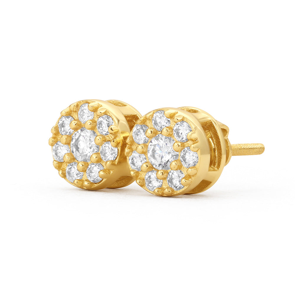 Round Micro Pave Moissanite Stud Earrings