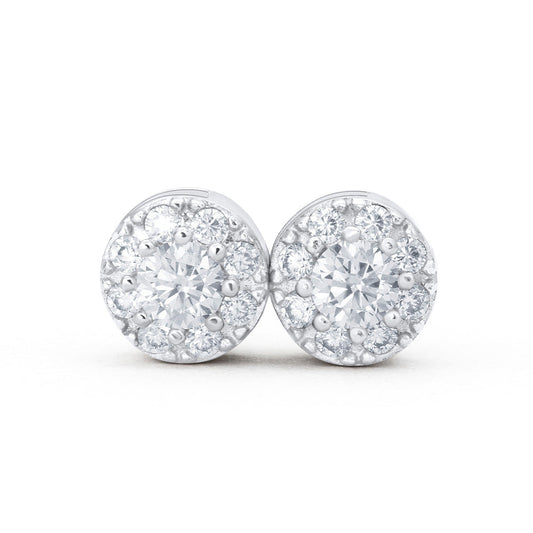 Layered Halo Moissanite Stud Earrings