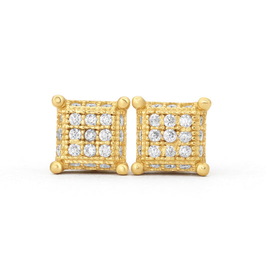 Square Micro Pave Moissanite Stud Earrings